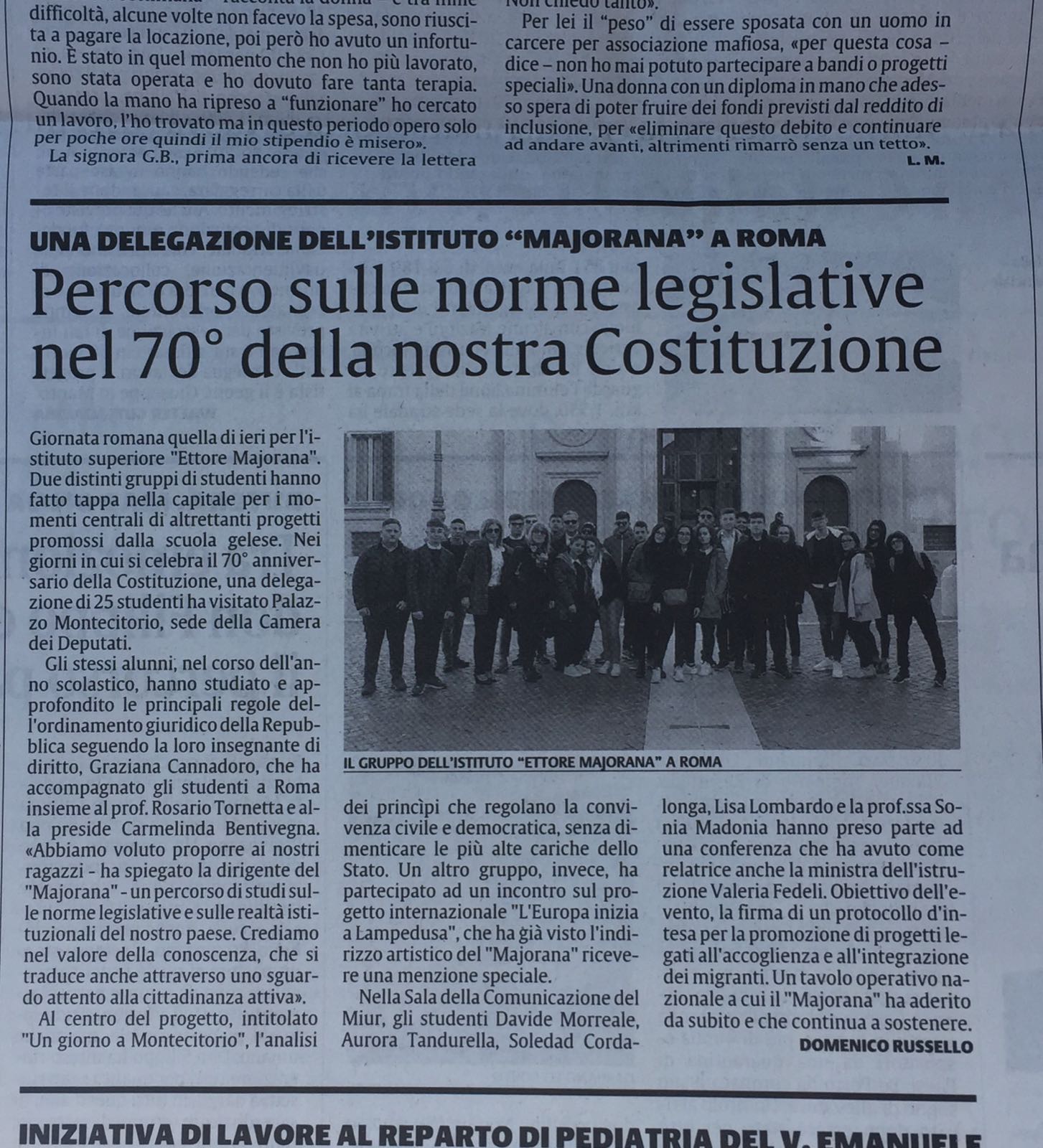 Alunni del Majorana a Roma nel 70° della Costituzione