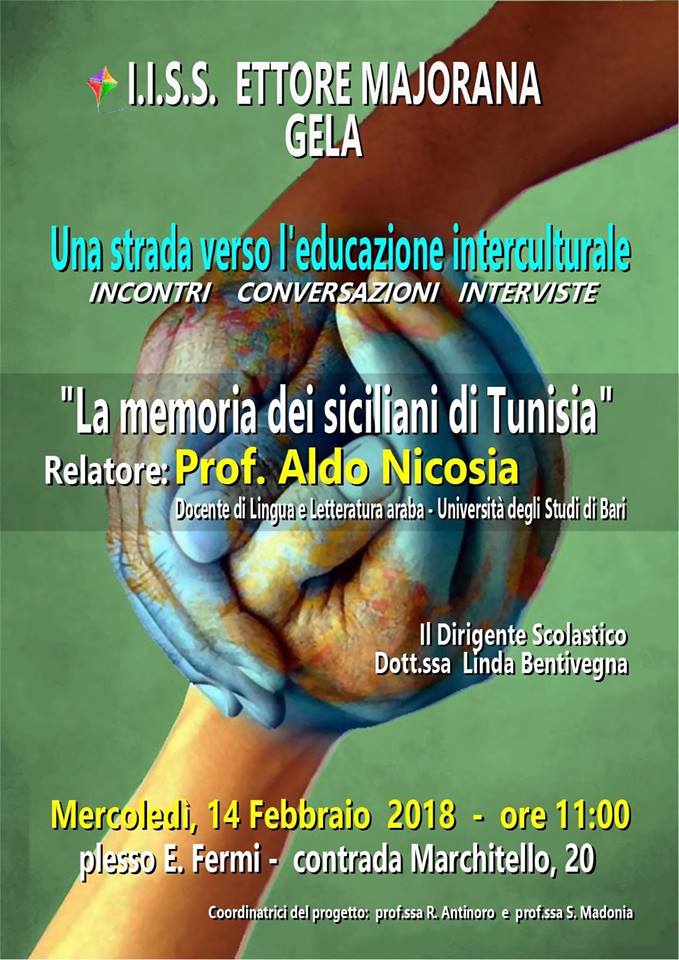 Istituto Majorana: con Siciliani di Tunisia, il prof. Nicosia dà il via al ciclo di incontri sull’Intercultura