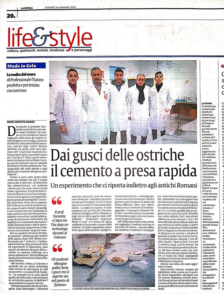 Dai gusci delle ostriche cemento a presa rapida