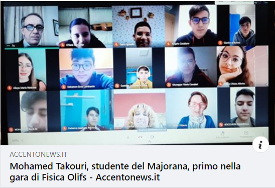 Mohamed Takouri, studente del Majorana, primo nella gara di Fisica Olifs