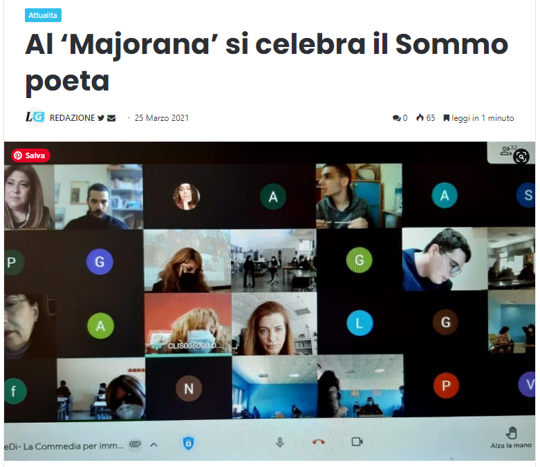 Letterag: Al ‘Majorana’ si celebra il Sommo poeta