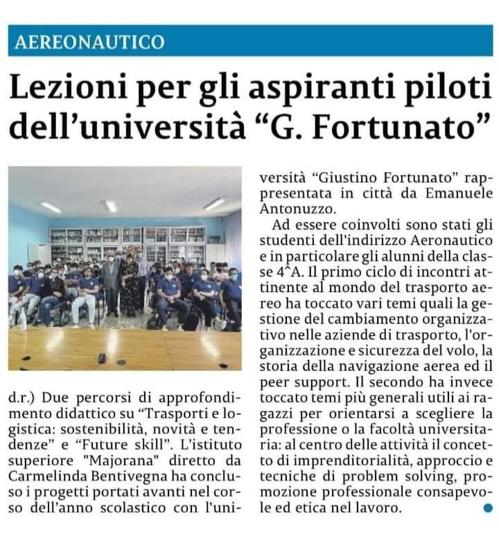 Lezioni per gli aspiranti piloti dell’Univversità “G. Fortunato”