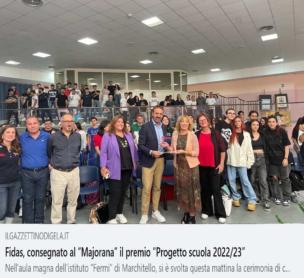 Premio “Progetto scuola Fidas Gela” al Majorana