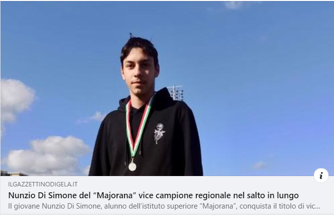 Nunzio Di Simone del “Majorana” vice campione regionale nel salto in lungo