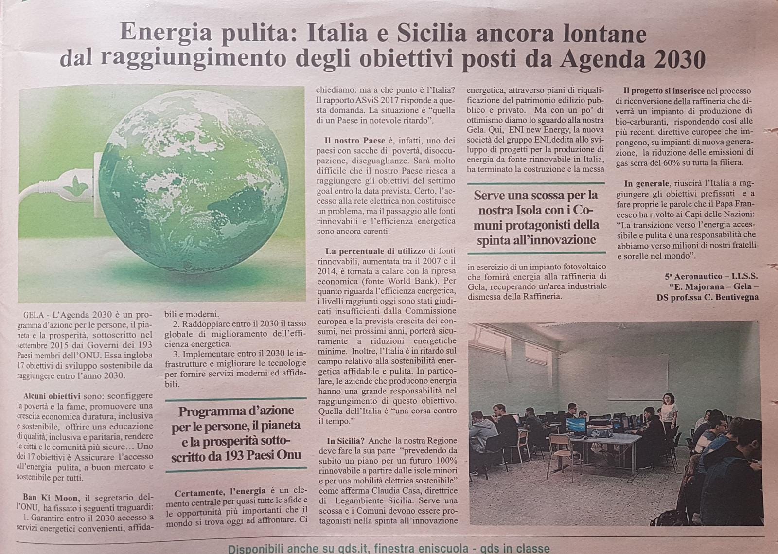 Majorana gela 2018 2019 quotidiano di sicilia articolo energia pulita aeronautico